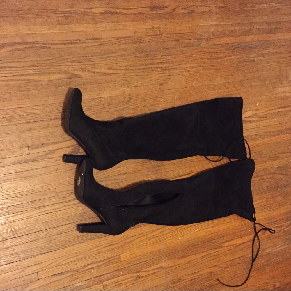 Thigh high faux suede boots